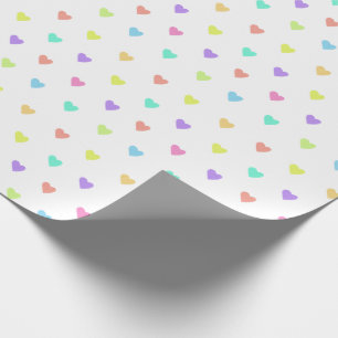 Papier Cadeau Cute Pastel Rainbow Hearts Motif