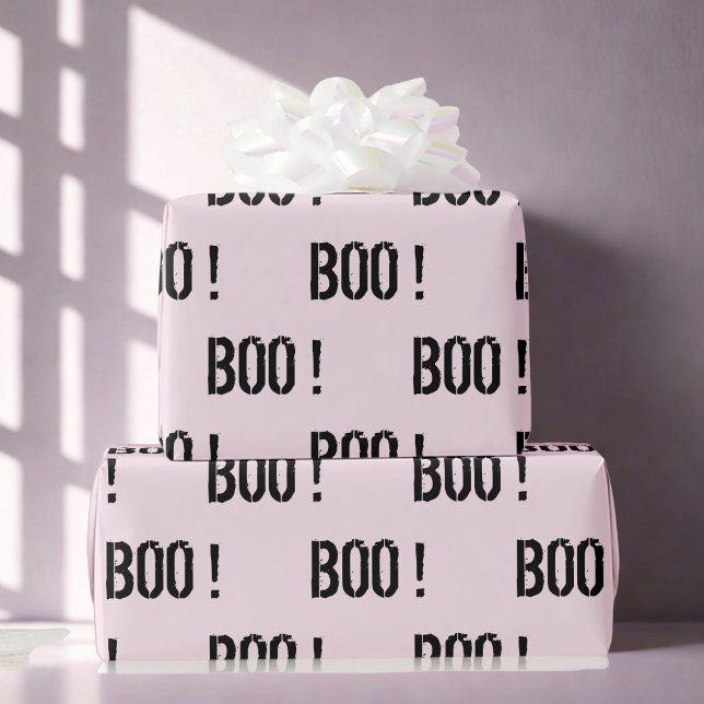 Papier Cadeau Cute Pastel rose "BOO !" Halloween (Créateur téléchargé)