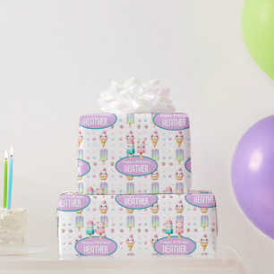 Papier Cadeau Cute Personnalisée IcePop été Anniversaire Filles