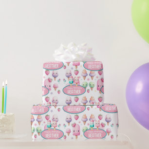 Papier Cadeau Cute Personnalisée IcePop été Anniversaire Filles