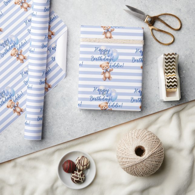 Papier Cadeau Cute petite ours en bleu (Artisanat)