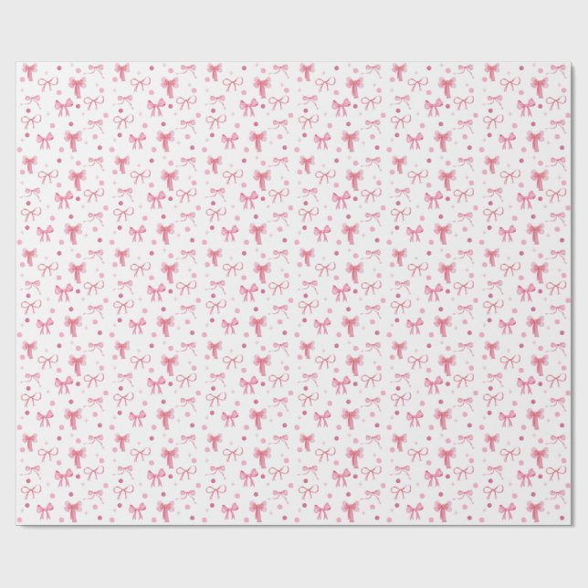 Papier Cadeau Cute Pink Bow Wrapping Paper (Plat)
