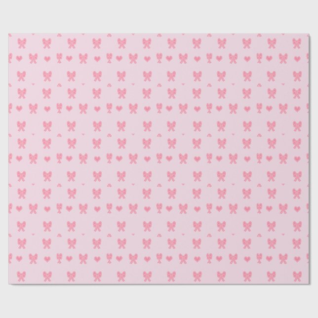 Papier Cadeau  Cute Pink Bows and Hearts Coque (Plat)