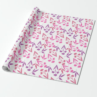 Papier Cadeau Cute Pink Purple Flower Pattern Feminine Spring
