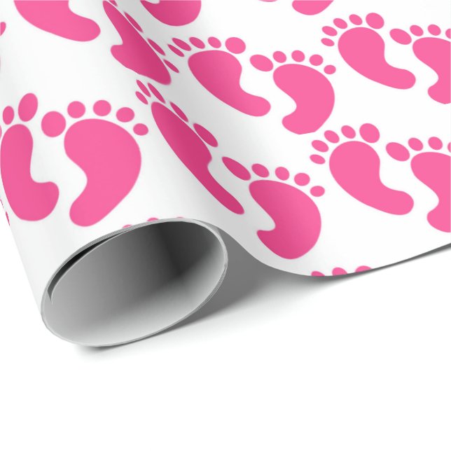 Papier Cadeau Cute pink tiled baby feet pattern (Coin rond)