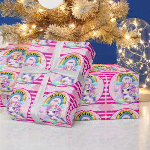Papier Cadeau Cute Rainbow et Unicorn 2e anniversaire