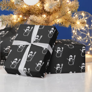 Papier Cadeau Cute Retro noir blanc Motif de neige