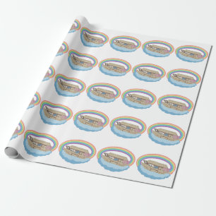 Papier Cadeau cute retro Rainbow Noah's Ark on White