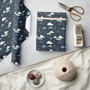Papier Cadeau Cute Retro Starry Night Sky Motif