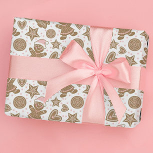 Papier Cadeau Cute Rose Noël Gingerbread Motif