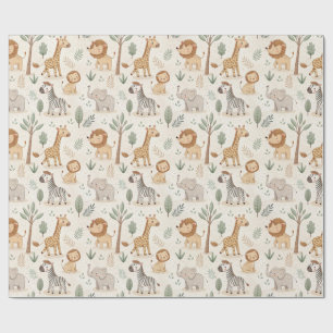 Papier Cadeau Cute Safari Animals