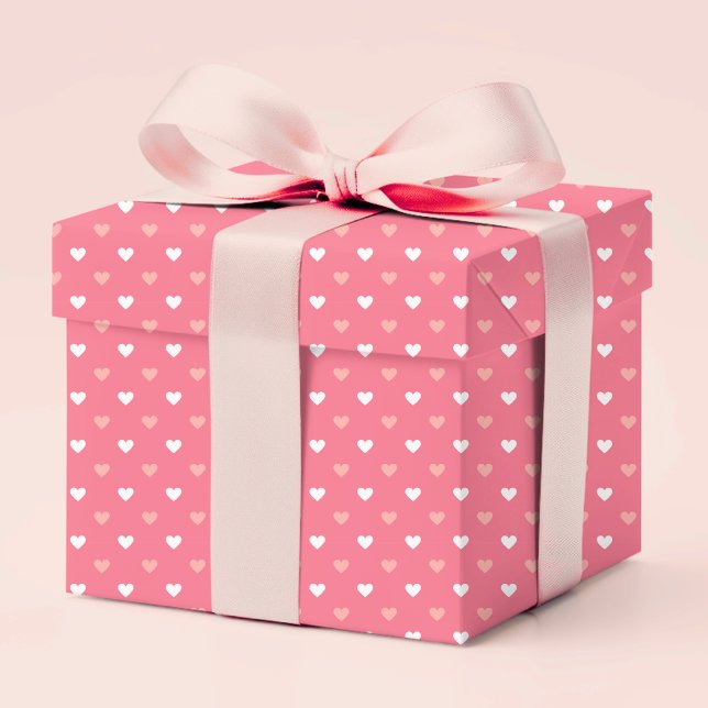 Papier Cadeau Cute Simple Moderne Coeurs D'Amour Peach Rose Blan (Créateur téléchargé)