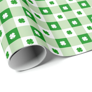 Papier Cadeau Cute Simple St Patrick's Lucky Clover Green Plaid