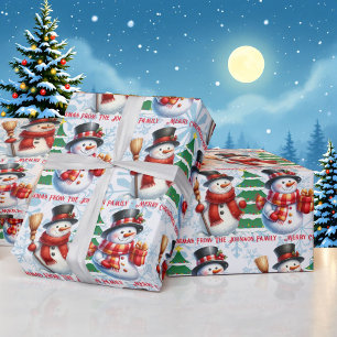Papier Cadeau Cute Snowman Personnaliser Texte Noël Cadeau