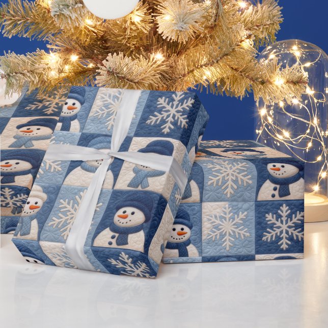 Papier Cadeau Cute Snowman Quilt Christmas Holiday (Vacances)