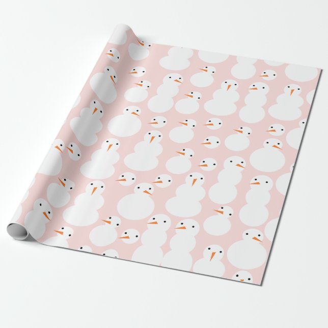 Papier Cadeau Cute Snowmen Wrapping Paper (Déroulé)