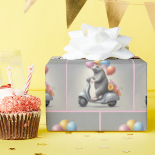 Papier Cadeau Cute souris sur un scooter