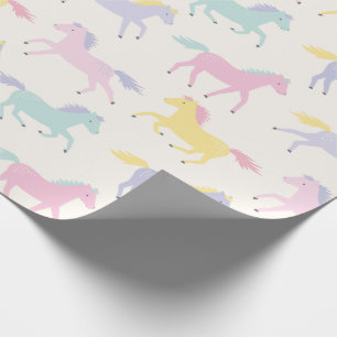 Papier Cadeau Cute stylisé motif de chevaux à la crème