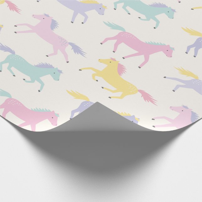 Papier Cadeau Cute stylisé motif de chevaux à la crème (Coin)