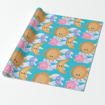 Cute Sun Moon and Cloud Pattern Wrapping Paper