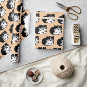 Papier Cadeau cute tuxedo cat pattern