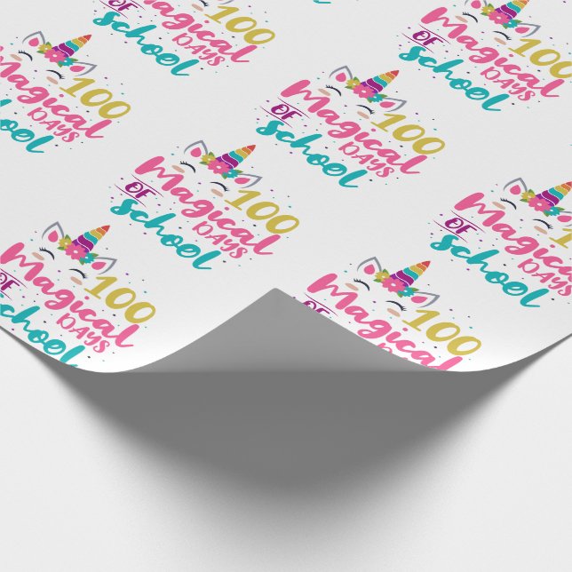 Papier Cadeau Cute Unicorn 100 Jours Magiques De L'École (Coin)
