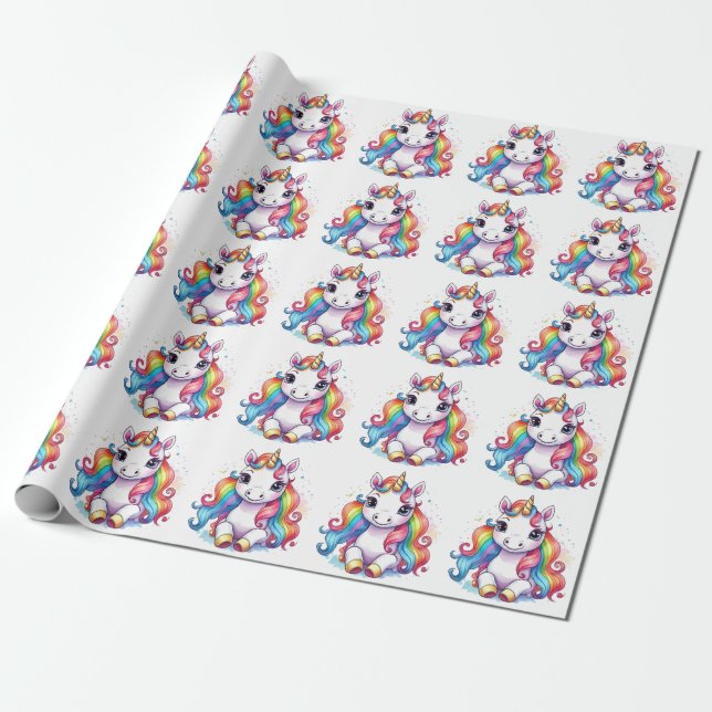 Papier Cadeau Cute Unicorn Cool Unicorn positif (Déroulé)