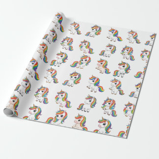 Papier Cadeau Cute Unicorn Rainbow Birthday Wrap