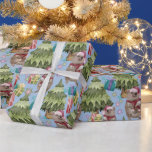 Papier Cadeau Cute Vintage Christmas Quokka<br><div class="desc">Si vous aimez les quokkas australiens, alors vous aimerez ce papier d'emballage d'inspiration mignon et vintage ! Ce motif d'aquarelle présente d'adorables kangourous entourés d'arbres de Noël et des cadeaux d'arrière - plans bleu clair. C'est parfait pour les enfants enveloppant des cadeaux, des projets d'artisanat, ou toute personne qui aime...</div>
