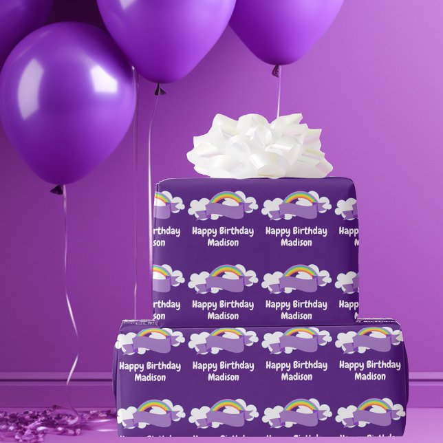 Papier Cadeau Cute violet arc-en-ciel fête d'anniversaire person (Créateur téléchargé)