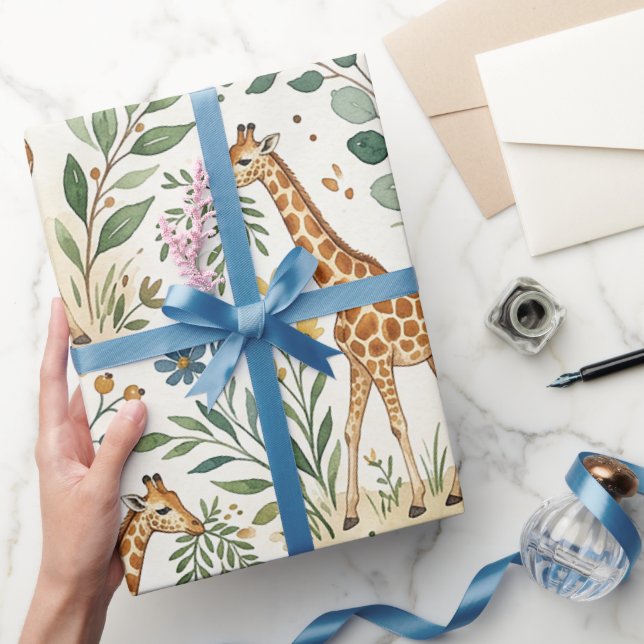 Papier Cadeau Cute Watercolor Giraffe Pattern (Cadeaux)