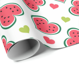 Papier Cadeau Cute Watermelon Hearts Girly Melons Fruit Motif