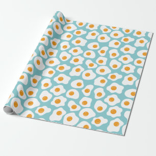Papier Cadeau Cute Whimsical Egg Yolk Motif en bleu Turquoise