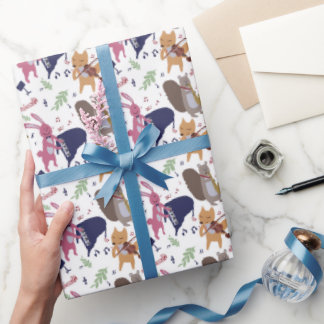 Papier Cadeau Cute Woodland Animal Band Musical Instruments