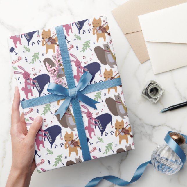 Papier Cadeau Cute Woodland Animal Band Musical Instruments (Cadeaux)