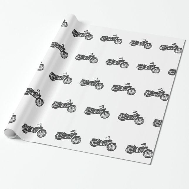 Papier Cadeau Cycle moteur retro illustration - choose backgroun (Déroulé)