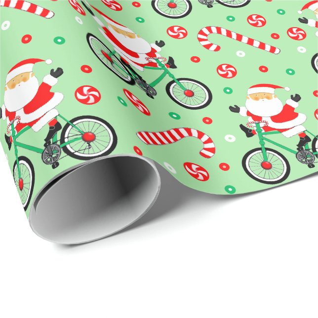 Papier Cadeau Cyclisme créatif Noël cycliste (Coin rond)