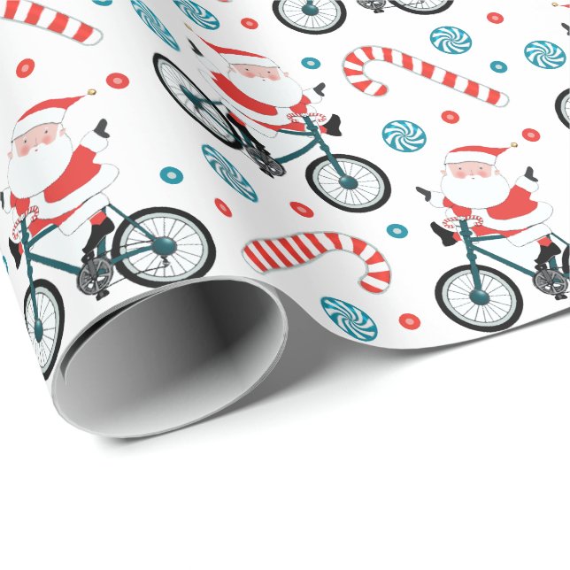 Papier Cadeau Cyclisme créatif Noël cycliste (Coin rond)