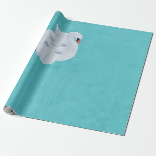 Papier Cadeau Cygne blanc gonflable sur le plan d'eau (Déroulé)