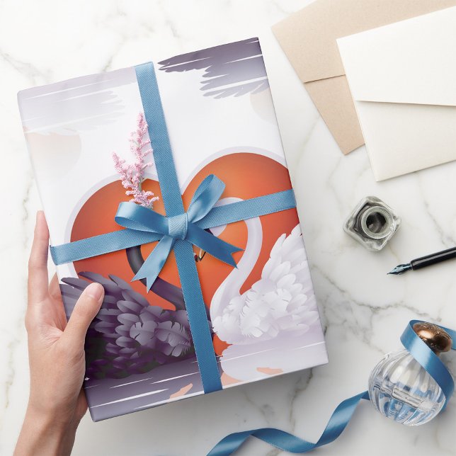 Papier Cadeau Cygne noir et blanc (Créateur téléchargé)