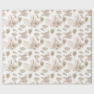 Papier Cadeau Cygne sucré vintage, Bouquet floral, Ballons