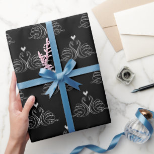 Papier Cadeau Cygnes de mariage avec un cœur