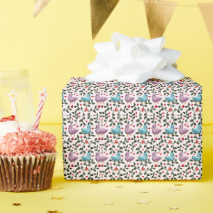 Papier Cadeau Cygnes fantaisistes motif floral