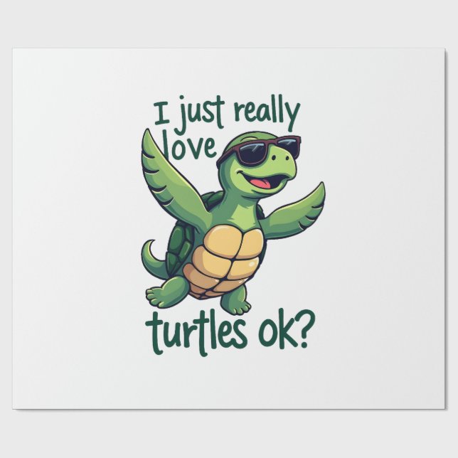 Papier Cadeau Dabbing Sea Turtle I Just Really Love Turtles Ok_  (Plat)