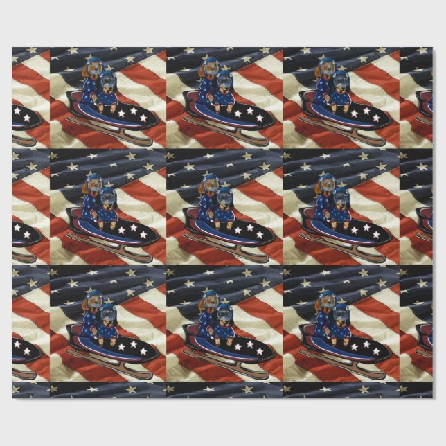 PAPIER CADEAU DACHSHUND  (Plat)