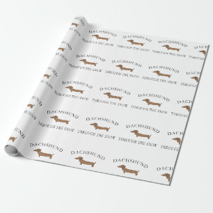 Papier Cadeau Dachshund À Travers La Neige