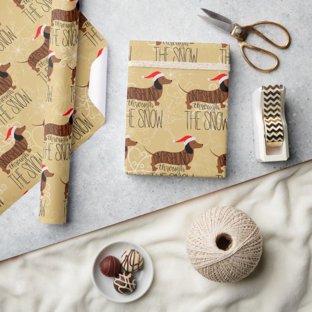 Papier Cadeau Dachshund à travers le papier d'enneigement (Artisanat)