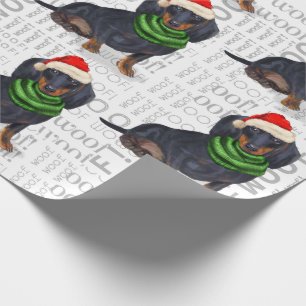 Papier Cadeau Dachshund, amoureux des chiens, dans un chapeau de