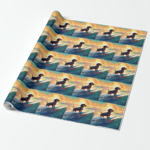 Papier Cadeau Dachshund Beach Surf Peinture