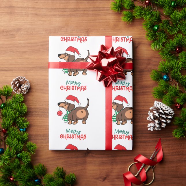 Papier Cadeau Dachshund Chien mignonne Joyeux Noël (Cadeau de vacances)